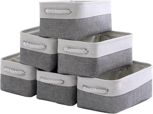 Baskets Storage Bins 12X8X5 Inch [6-Pack] Fabric Storage Baskets Cloth Baskets Empty Gift Baskets with Rope Handles Decorative Baskets for Organizing