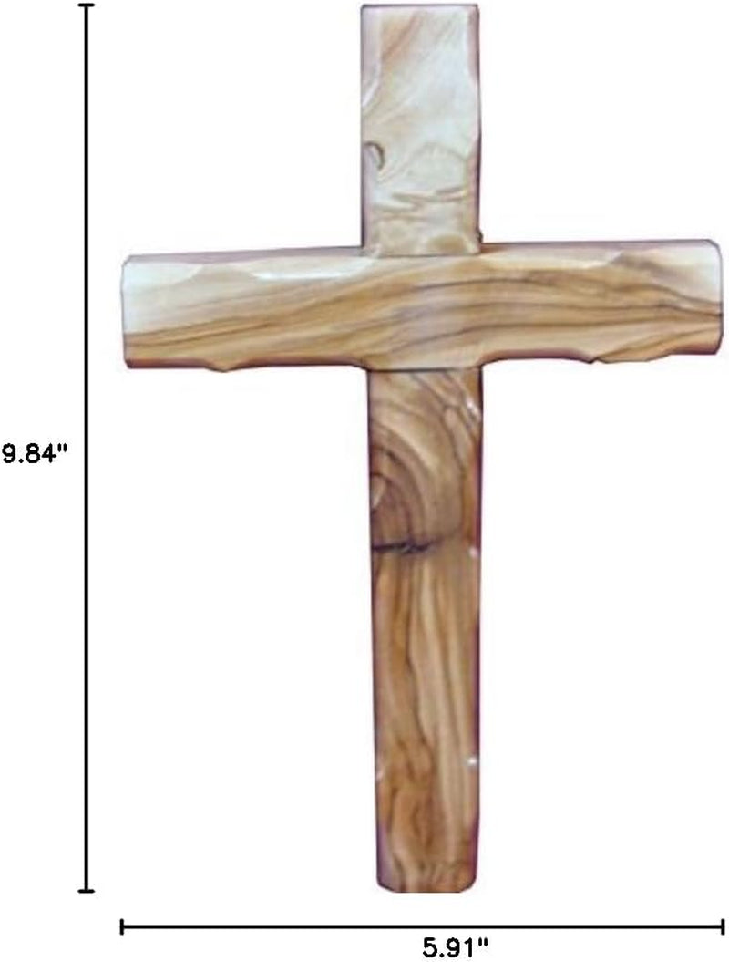 Wooden Olivewood Plain Cross for Wall Decor | Large Wall Cross Christian Religious Gift | Wall Art Home Room Décor | Decorative Wall Cross with Holy Land Certificate | 25Cm / 9.8" CRS050