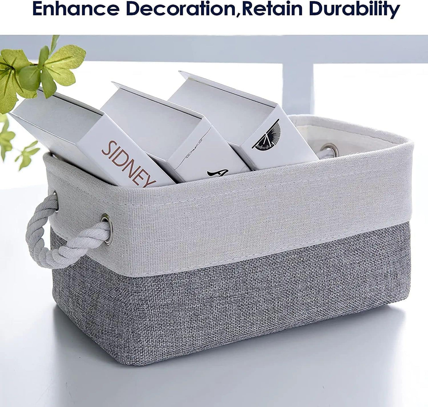 Baskets Storage Bins 12X8X5 Inch [6-Pack] Fabric Storage Baskets Cloth Baskets Empty Gift Baskets with Rope Handles Decorative Baskets for Organizing