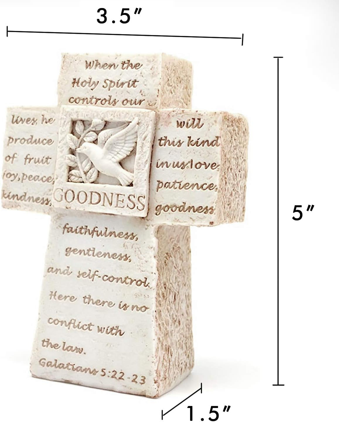 BEZALEL Christian Rustic Cross Decor - Desktop Cross Christian Cross Decorations Table Crosses for Home, Christian Desk Decor Small Standing Cross for Bedroom, Shelf - 5'' Beige Jesus Cross for Church