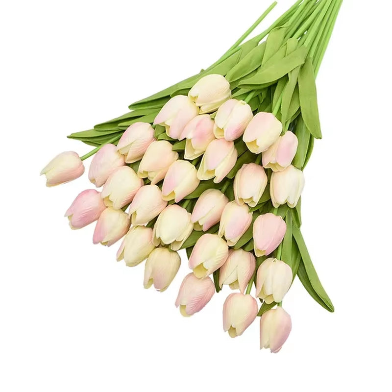 31Pcs Tulips Artificial Flower Real Touch Tulipe Flowers Fake Flowers Wedding Decoration Flowers Christmas Home Garden Decor