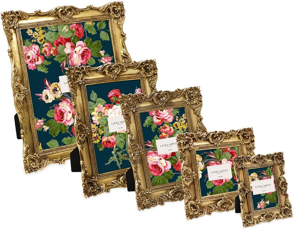 2X3 Gold Ornate Textured Hand-Crafted Resin Picture Frame with Easel, for Tabletop & Wall Display, Decorative Floral Design Home Décor, Photo Gallery, Art & More (2X3, Gold)