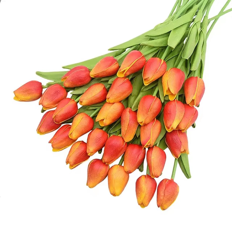 31Pcs Tulips Artificial Flower Real Touch Tulipe Flowers Fake Flowers Wedding Decoration Flowers Christmas Home Garden Decor