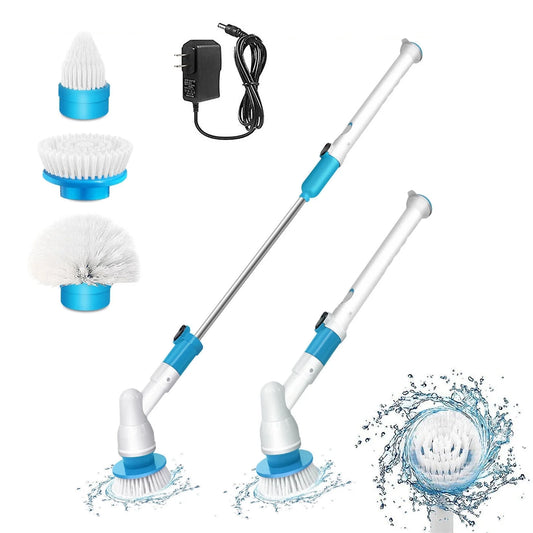 Electric Spin Scrubber Brush with Long Handle Cordless Shower Floor for Cleaning Tub Tile& 3 Replaceable Heads, Shower Cleaning Brush Household Tools for Bathroom & Tile Floor