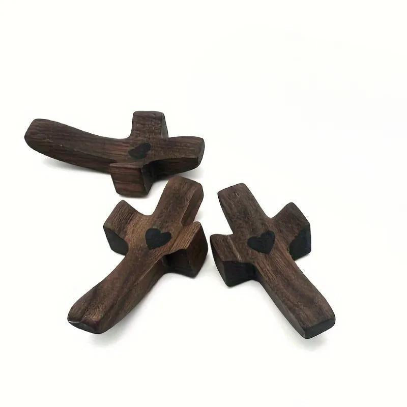 3Pcs Wooden Cross Decorations,Stress Relief Multi- Functional Spiritual Symbols for Home and Office, Great Gift Idea -Religious, Ornaments