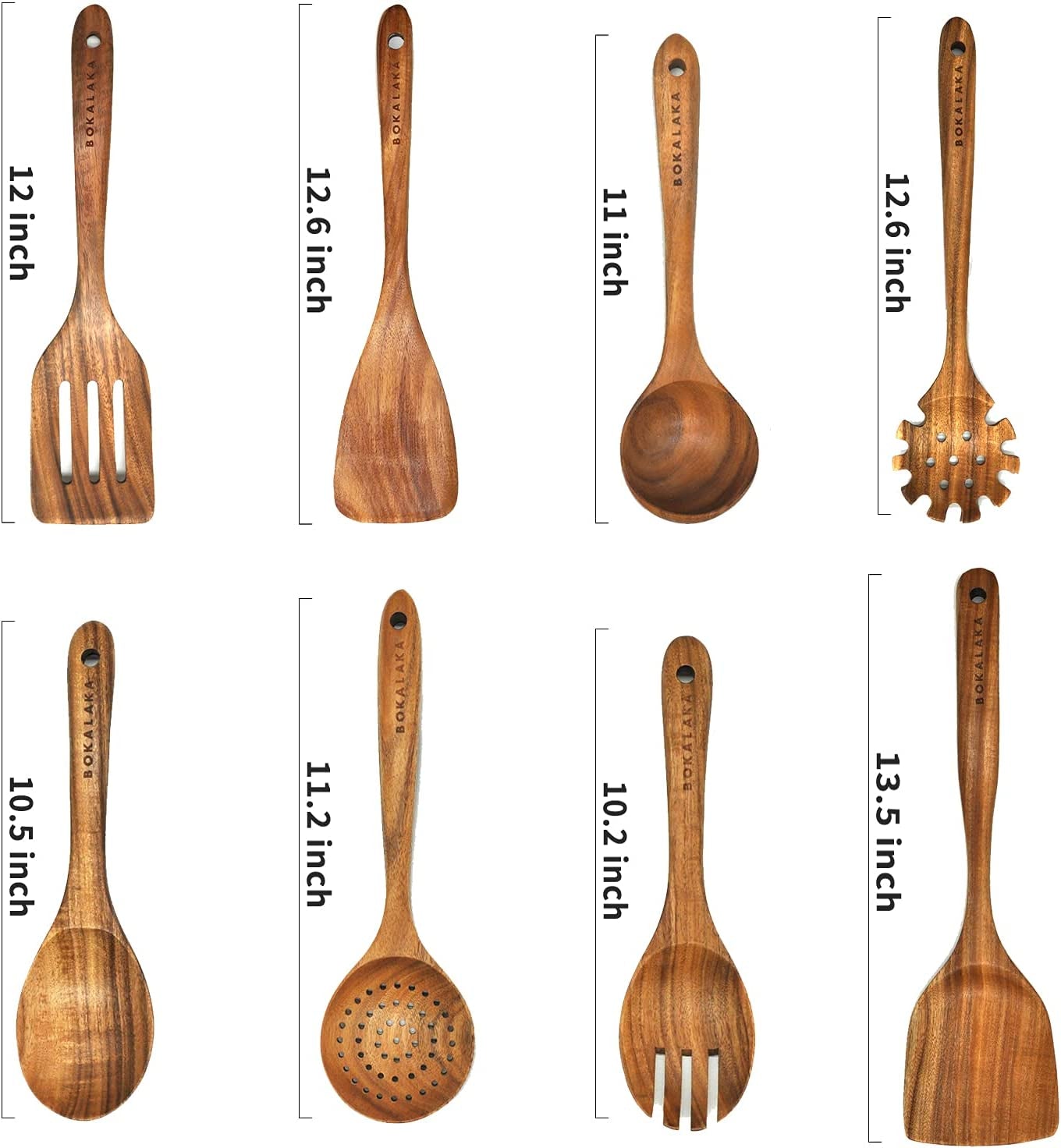 Wooden Spoons for Cooking, Teak Wooden Kitchen Utensils Set Wooden Cooking Utensils 8Pcs Wooden Spatulas Wooden Utensils for Cooking