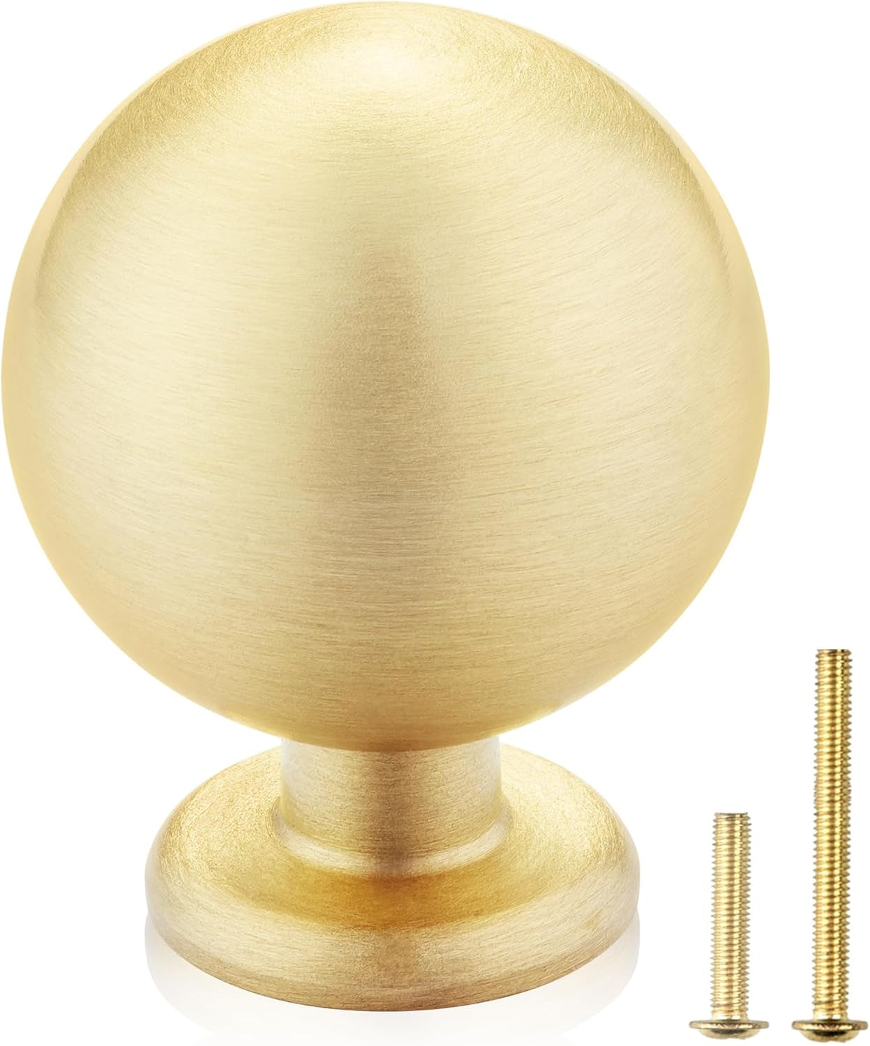 10-Pack Solid Brass Cabinet Knobs, round Ball Gold Knobs for Dresser Drawer, 1.1-Inch Diameter, Sphere Cabinet Pulls, Brushed Brass Finish