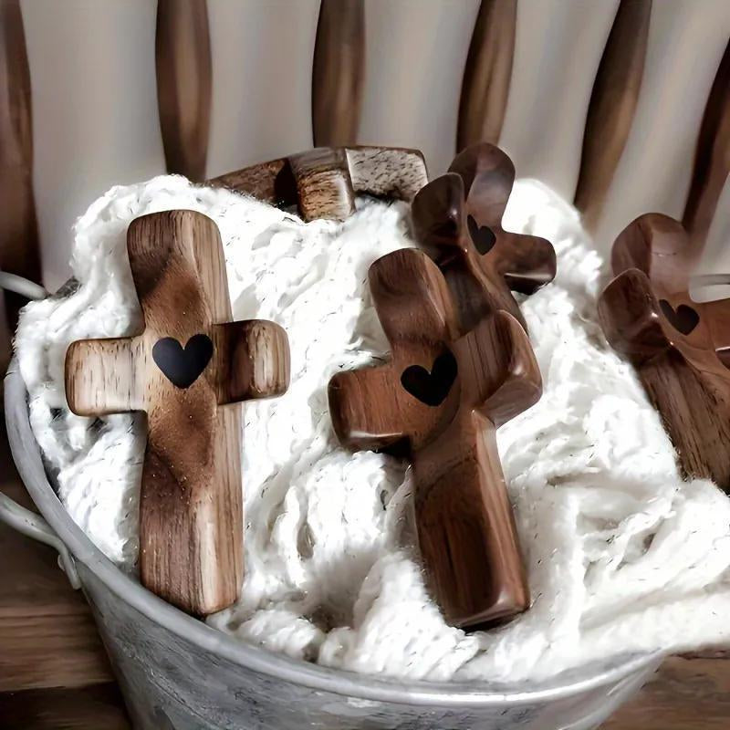 3Pcs Wooden Cross Decorations,Stress Relief Multi- Functional Spiritual Symbols for Home and Office, Great Gift Idea -Religious, Ornaments